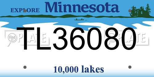 TL36080 Minnesota License Plate
