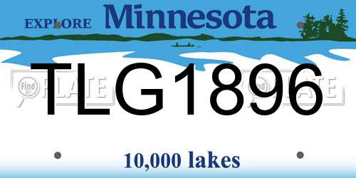 TLG1896 Minnesota License Plate
