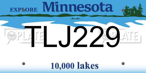 TLJ229 Minnesota License Plate
