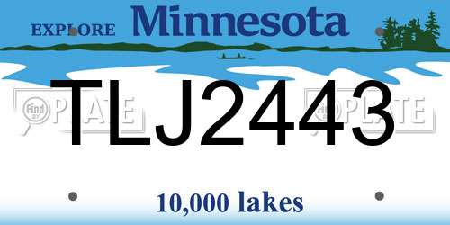 TLJ2443 Minnesota License Plate