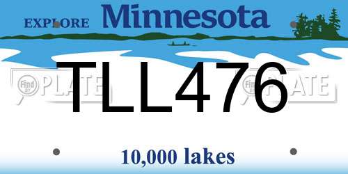 TLL476 Minnesota License Plate