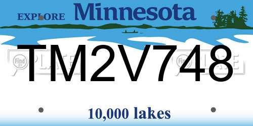 TM2V748 Minnesota License Plate