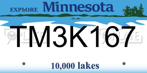 TM3K167 Minnesota License Plate