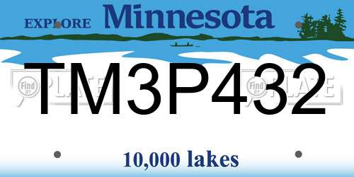 TM3P432 Minnesota License Plate