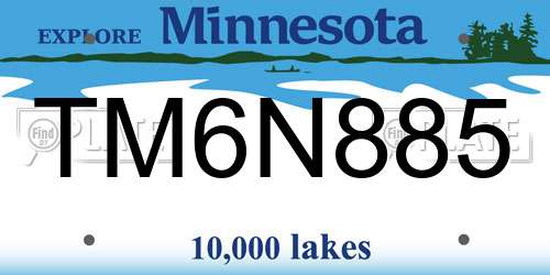 TM6N885 Minnesota License Plate