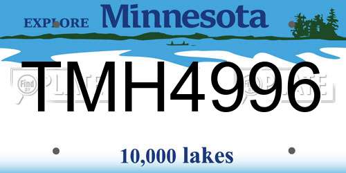 TMH4996 Minnesota License Plate
