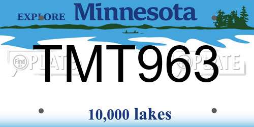TMT963 Minnesota License Plate
