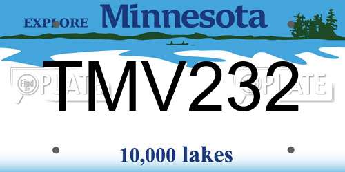 TMV232 Minnesota License Plate
