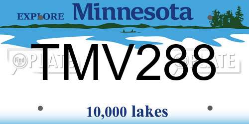 TMV288 Minnesota License Plate