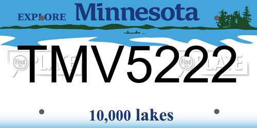TMV5222 Minnesota License Plate