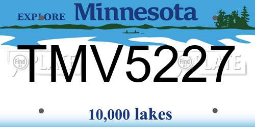 TMV5227 Minnesota License Plate