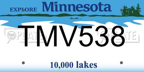 TMV538 Minnesota License Plate
