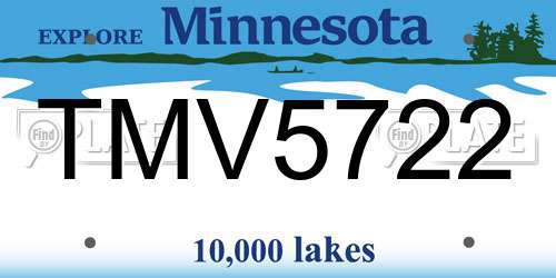 TMV5722 Minnesota License Plate