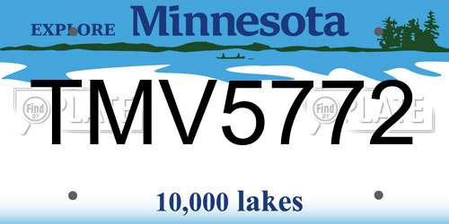 TMV5772 Minnesota License Plate
