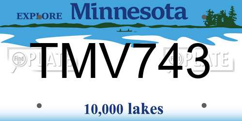 TMV743 Minnesota License Plate