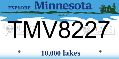 TMV8227 Minnesota License Plate