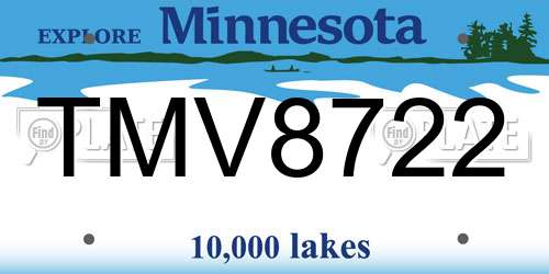 TMV8722 Minnesota License Plate
