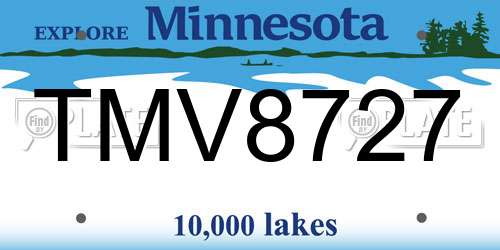 TMV8727 Minnesota License Plate