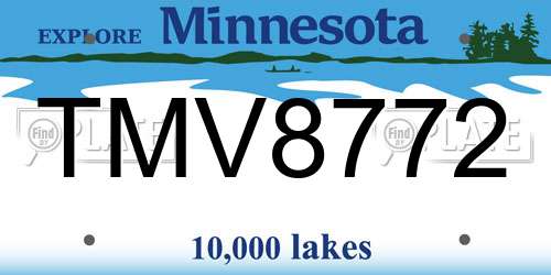 TMV8772 Minnesota License Plate