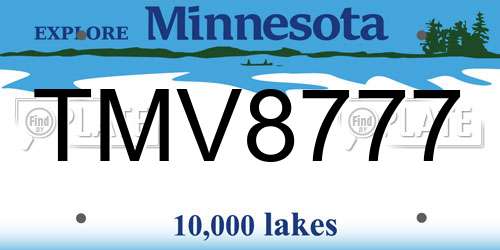 TMV8777 Minnesota License Plate