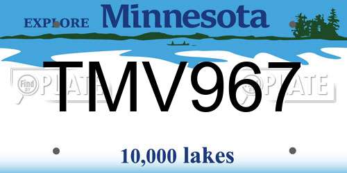 TMV967 Minnesota License Plate