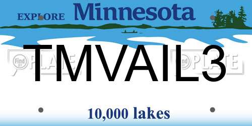 TMVAIL3 Minnesota License Plate