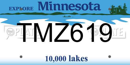 TMZ619 Minnesota License Plate