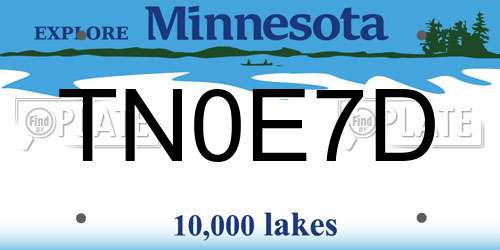 TN0E7D Minnesota License Plate