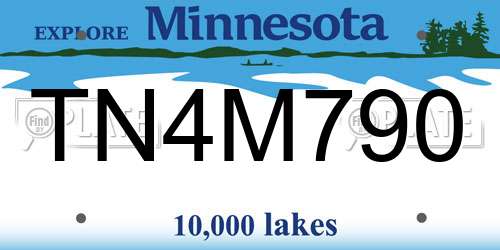 TN4M790 Minnesota License Plate