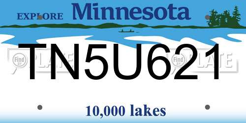 TN5U621 Minnesota License Plate