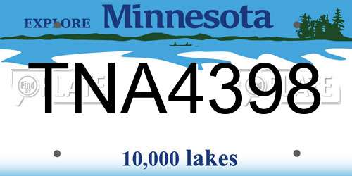 TNA4398 Minnesota License Plate