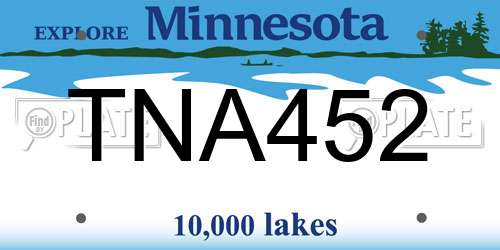 TNA452 Minnesota License Plate