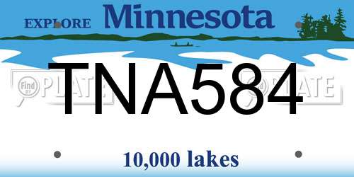 TNA584 Minnesota License Plate