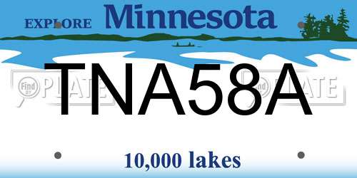 TNA58A Minnesota License Plate