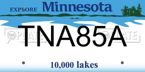 TNA85A Minnesota License Plate