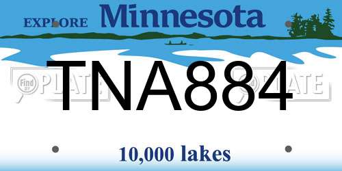 TNA884 Minnesota License Plate