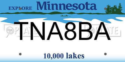 TNA8BA Minnesota License Plate