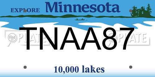 TNAA87 Minnesota License Plate