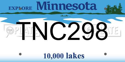 TNC298 Minnesota License Plate