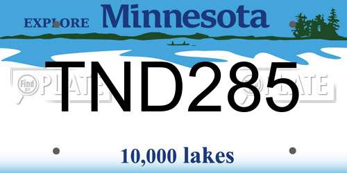 TND285 Minnesota License Plate