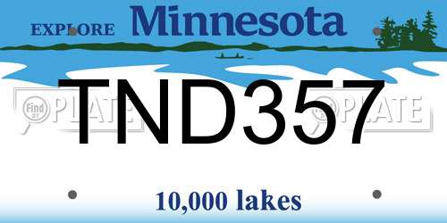 TND357 Minnesota License Plate
