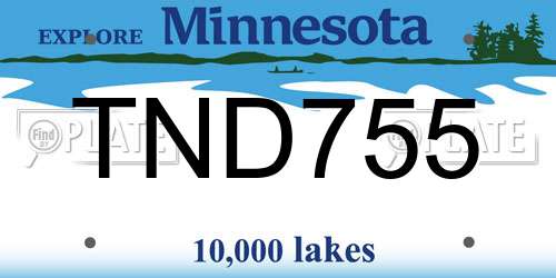 TND755 Minnesota License Plate