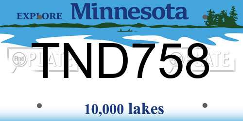 TND758 Minnesota License Plate