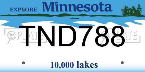 TND788 Minnesota License Plate