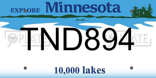 TND894 Minnesota License Plate