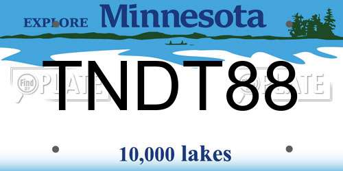 TNDT88 Minnesota License Plate