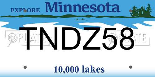 TNDZ58 Minnesota License Plate