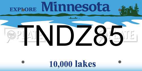 TNDZ85 Minnesota License Plate