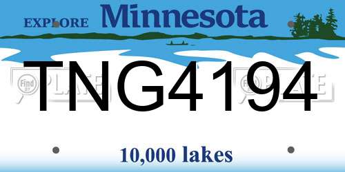 TNG4194 Minnesota License Plate