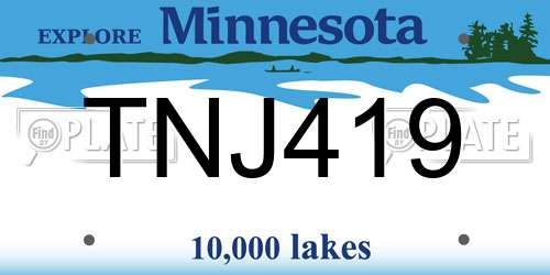 TNJ419 Minnesota License Plate